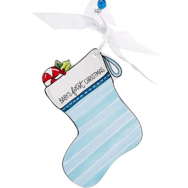 Blue Stocking Flat Ornament